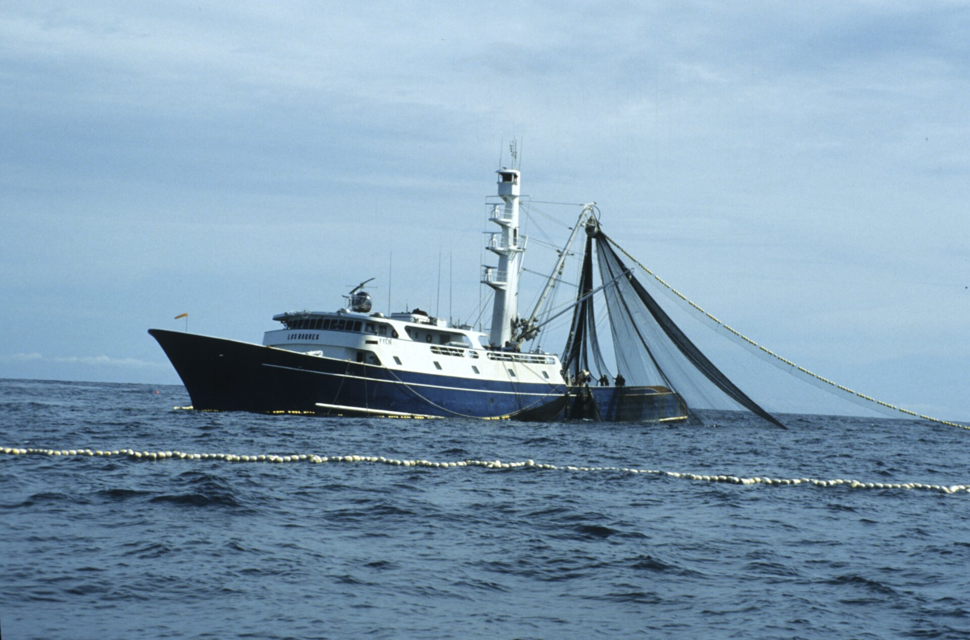 Purse seiner deploying nets